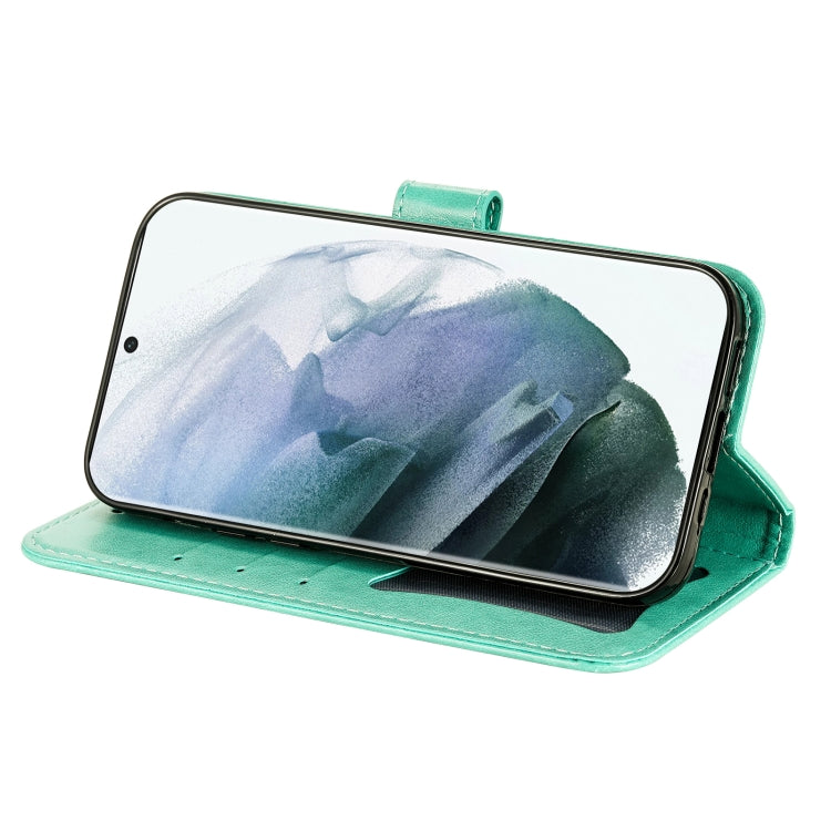 Samsung Galaxy S22 UItra 5G 7-petal Flowers Embossed Flip Leather Phone Case with Holder & Card Slots