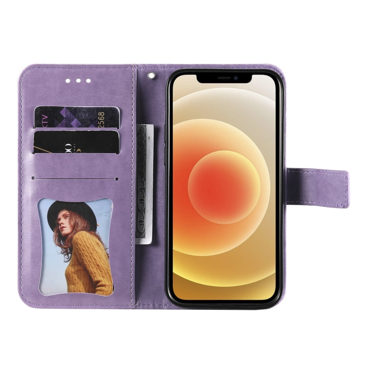For Samsung Galaxy A03s (164.2mm) 7-petal Flowers Embossed Flip Leather Phone Case with Holder & Card Slots