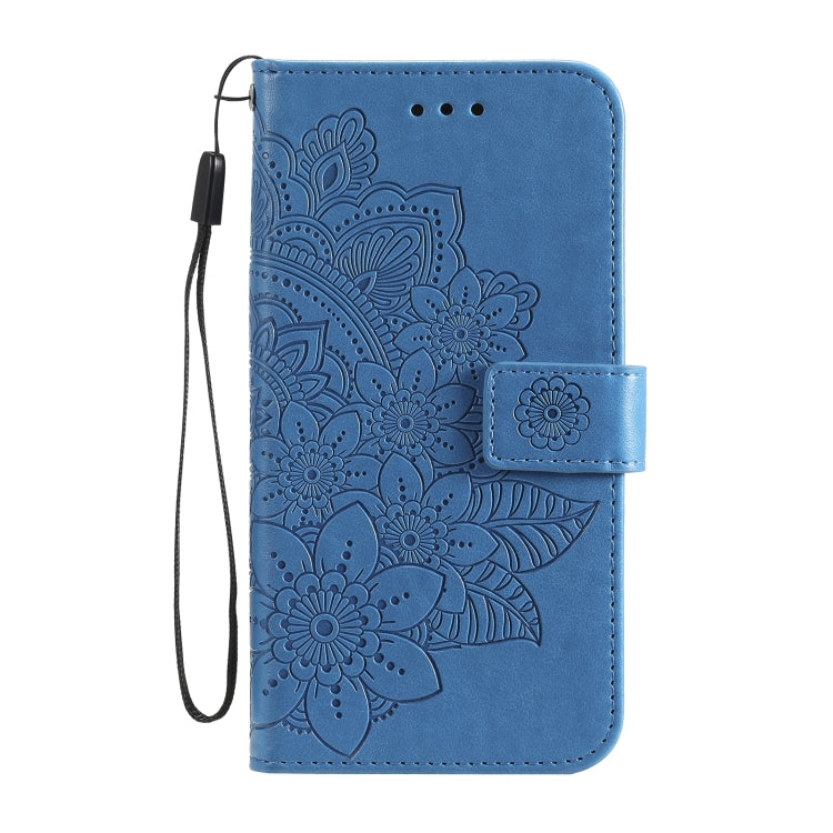 For Samsung Galaxy A03s (164.2mm) 7-petal Flowers Embossed Flip Leather Phone Case with Holder & Card Slots