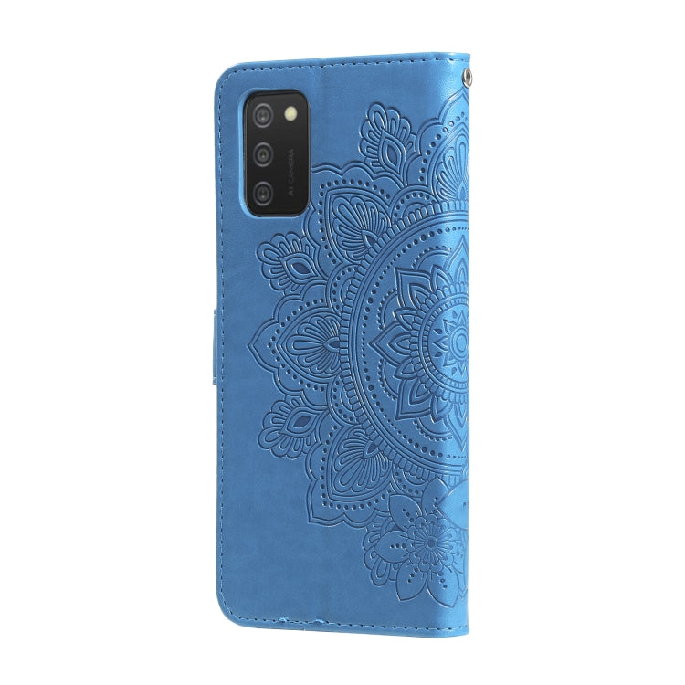 For Samsung Galaxy A03s (164.2mm) 7-petal Flowers Embossed Flip Leather Phone Case with Holder & Card Slots
