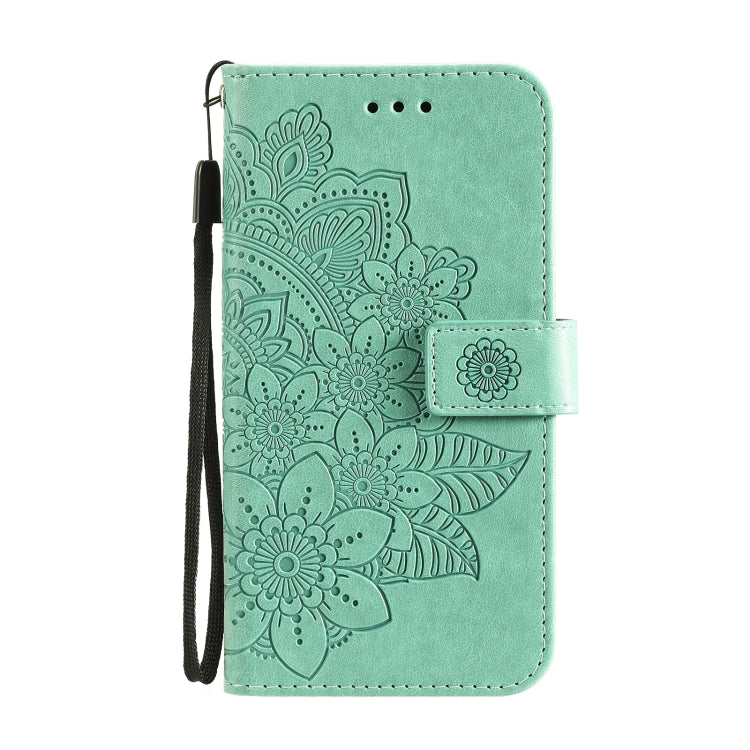 For Samsung Galaxy A03s (164.2mm) 7-petal Flowers Embossed Flip Leather Phone Case with Holder & Card Slots