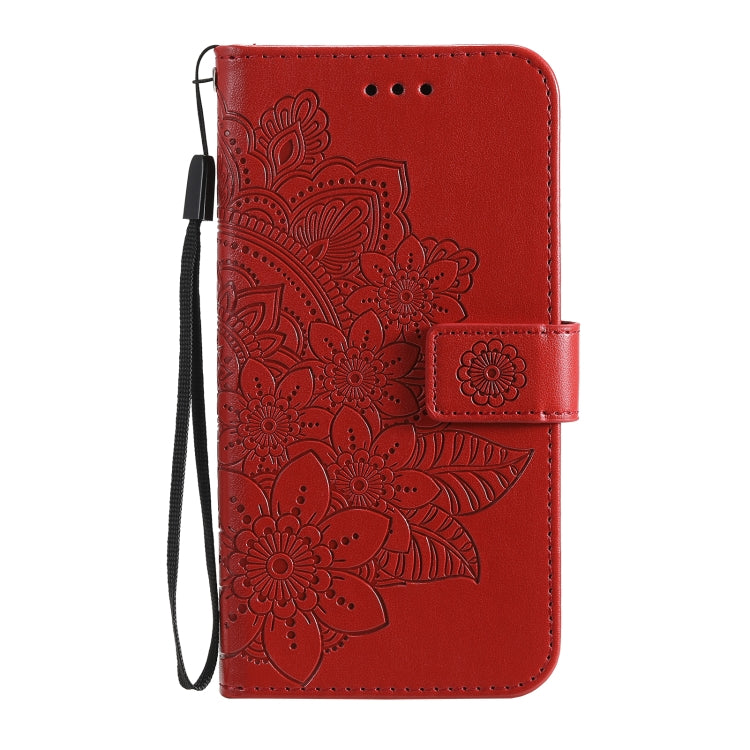 For Samsung Galaxy A03s (164.2mm) 7-petal Flowers Embossed Flip Leather Phone Case with Holder & Card Slots