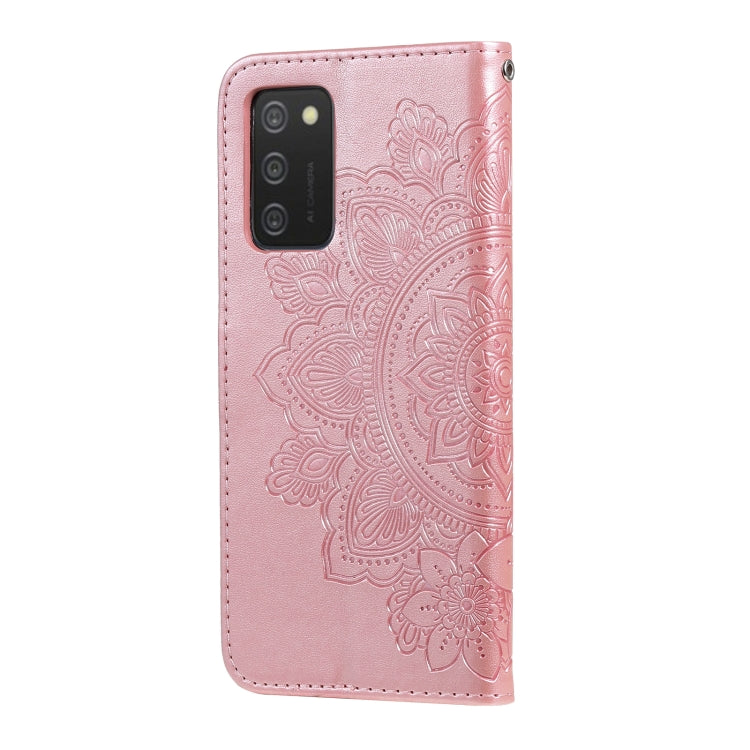 For Samsung Galaxy A03s (164.2mm) 7-petal Flowers Embossed Flip Leather Phone Case with Holder & Card Slots