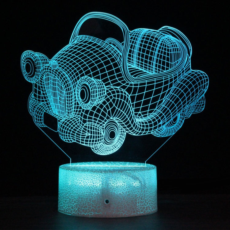 QC02 Crack Base Car Series Creative 3D Colorful LED Decorative Night Light, USB with Touch Button Version