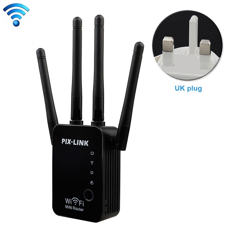 Wireless Smart WiFi Router Repeater with 4 WiFi Antennas, Plug Specification:UK Plug