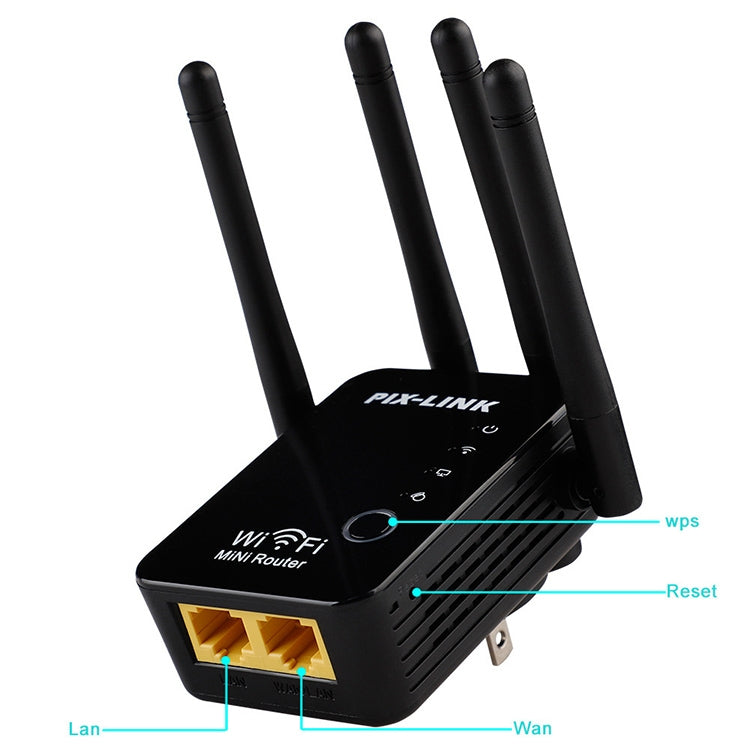 Wireless Smart WiFi Router Repeater with 4 WiFi Antennas, Plug Specification:US Plug