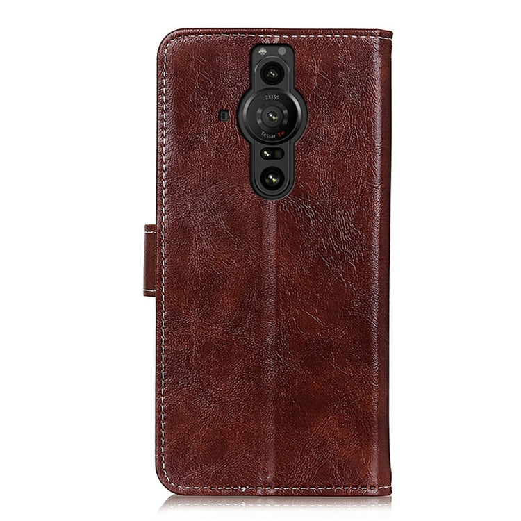For Sony Xperia Pro-I Retro Crazy Horse Texture Horizontal Flip Leather Phone Case with Holder & Card Slots & Photo Frame & Wallet