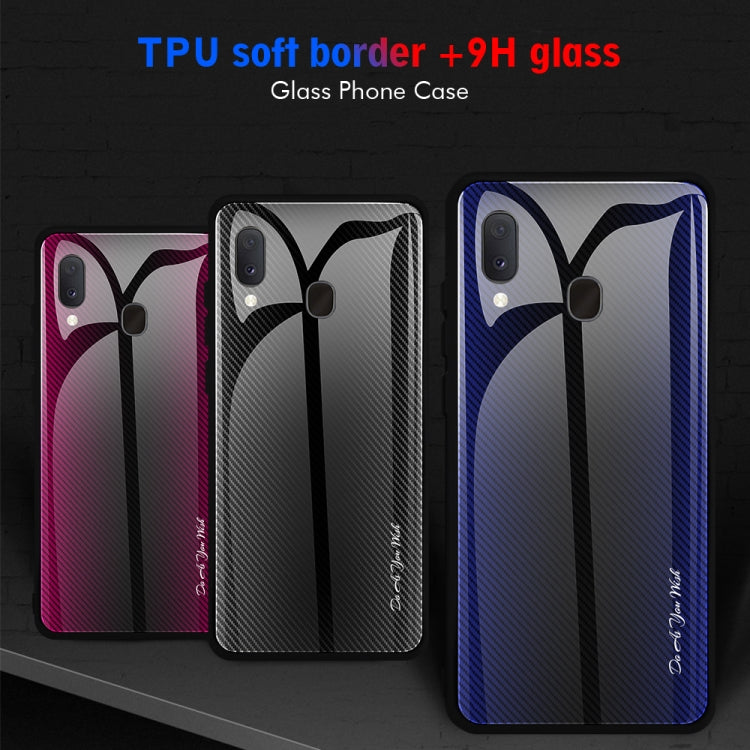 For Galaxy A20 / A30 Texture Gradient Glass Protective Case