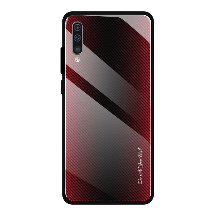 For Galaxy A50 Texture Gradient Glass Protective Case