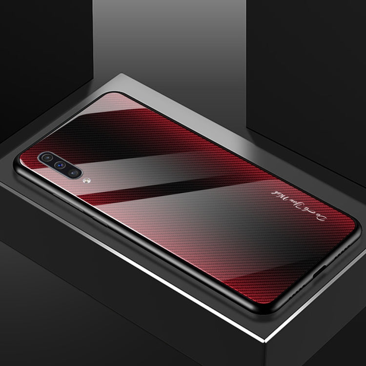 For Galaxy A50 Texture Gradient Glass Protective Case