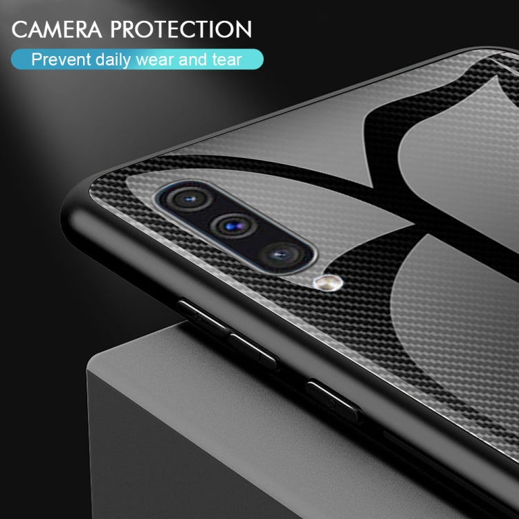 For Galaxy A50 Texture Gradient Glass Protective Case