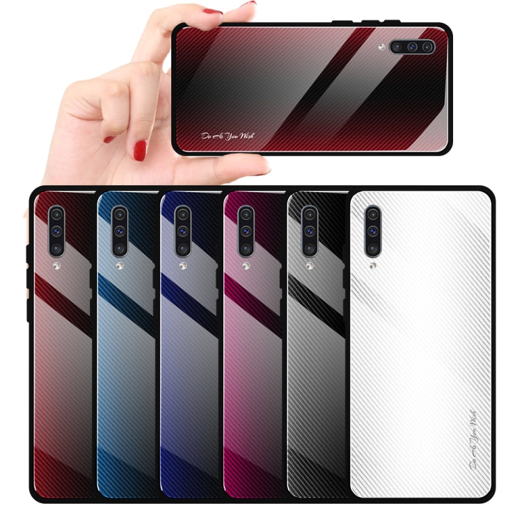 For Galaxy A50 Texture Gradient Glass Protective Case