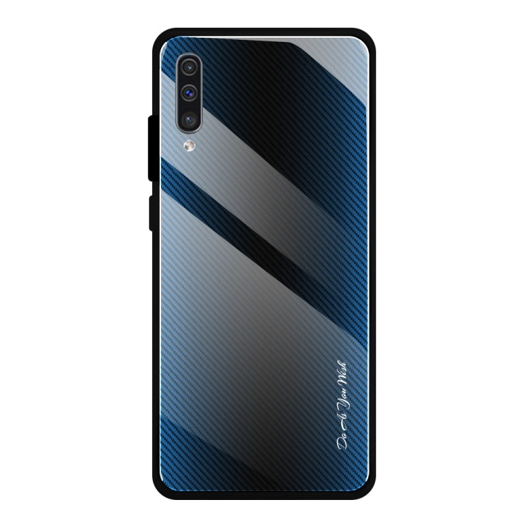 For Galaxy A50 Texture Gradient Glass Protective Case