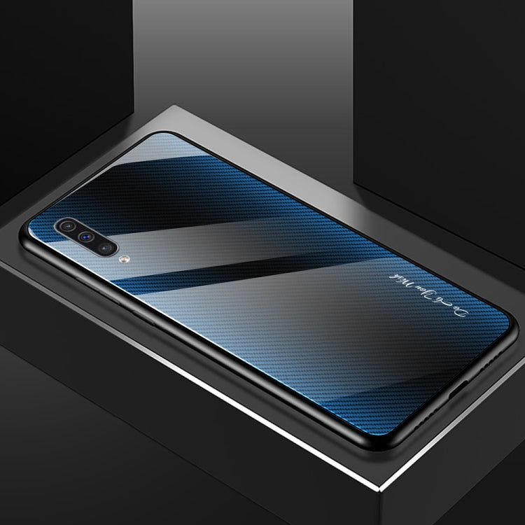 For Galaxy A50 Texture Gradient Glass Protective Case