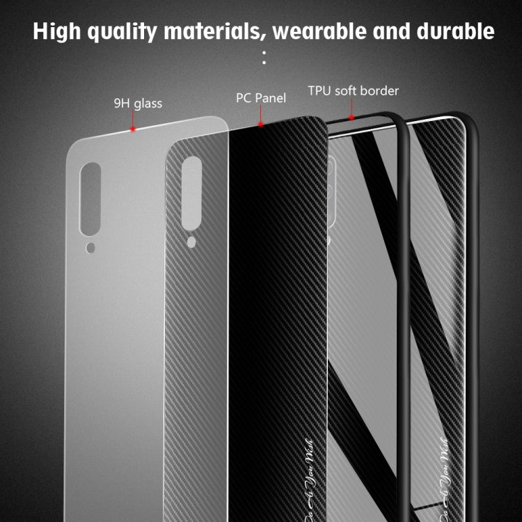 For Galaxy A50 Texture Gradient Glass Protective Case