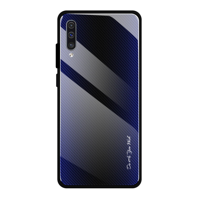For Galaxy A50 Texture Gradient Glass Protective Case