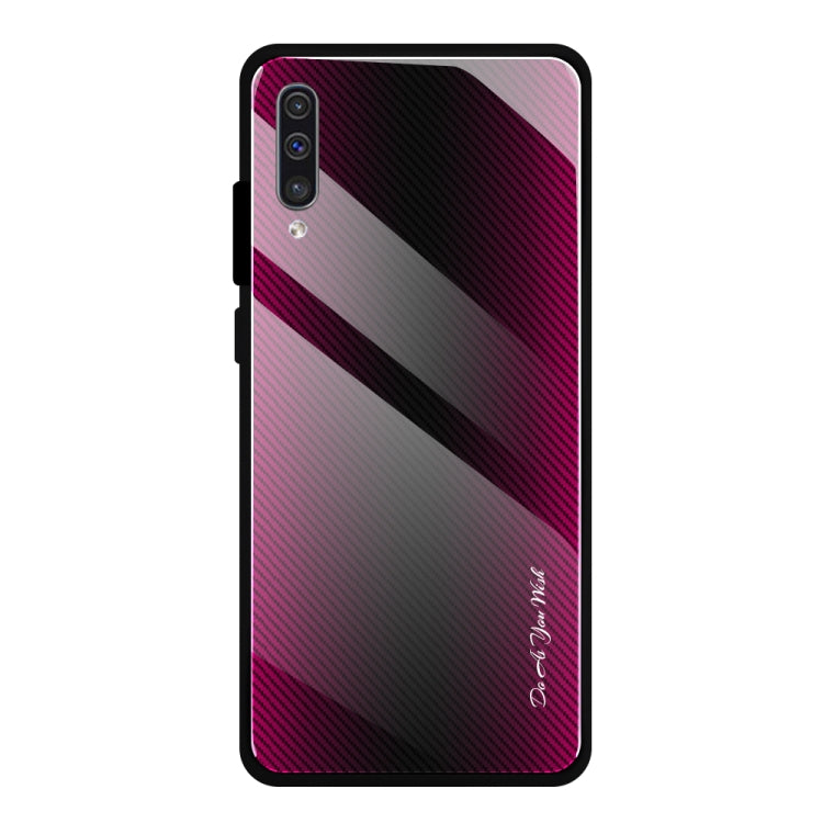 For Galaxy A50 Texture Gradient Glass Protective Case