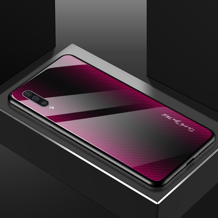 For Galaxy A50 Texture Gradient Glass Protective Case
