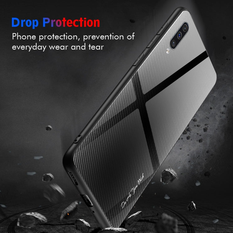 For Galaxy A50 Texture Gradient Glass Protective Case