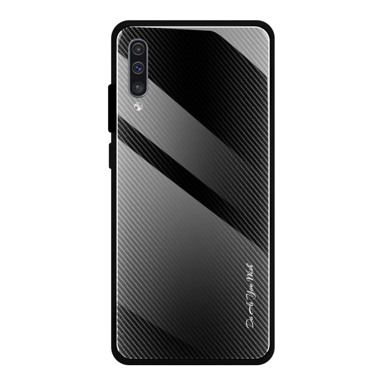 For Galaxy A50 Texture Gradient Glass Protective Case