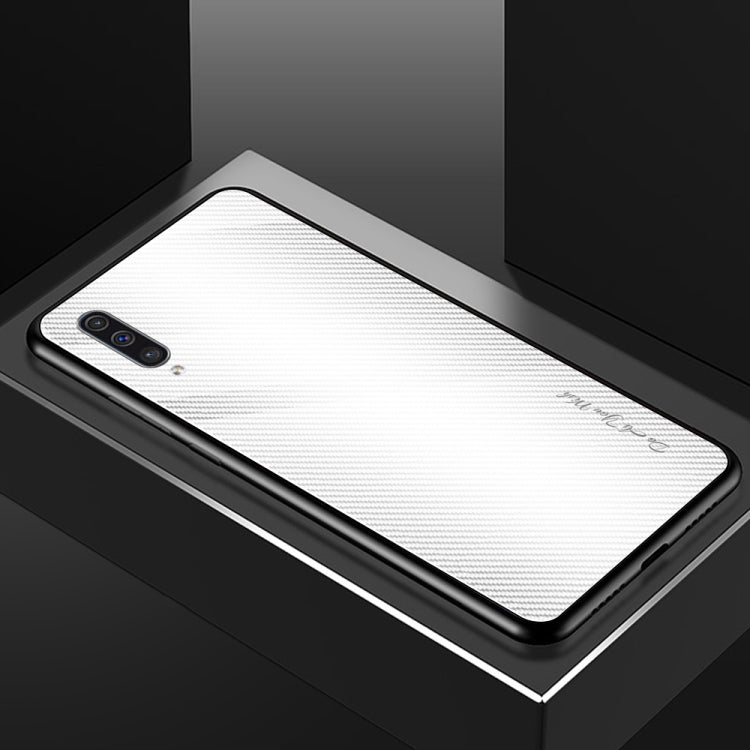 For Galaxy A50 Texture Gradient Glass Protective Case