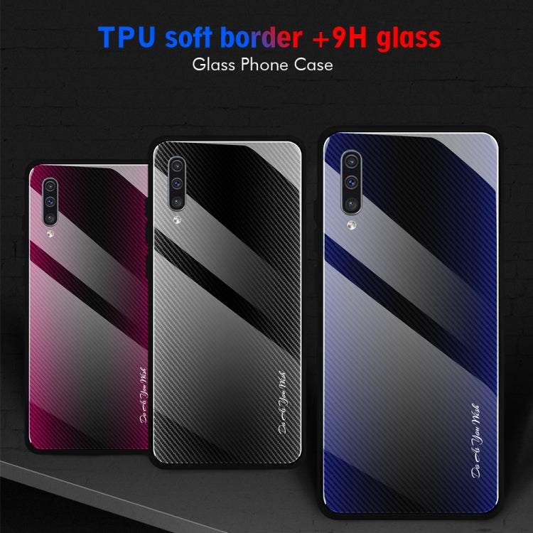 For Galaxy A50 Texture Gradient Glass Protective Case