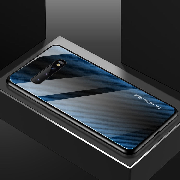 For Galaxy S10 Texture Gradient Glass Protective Case