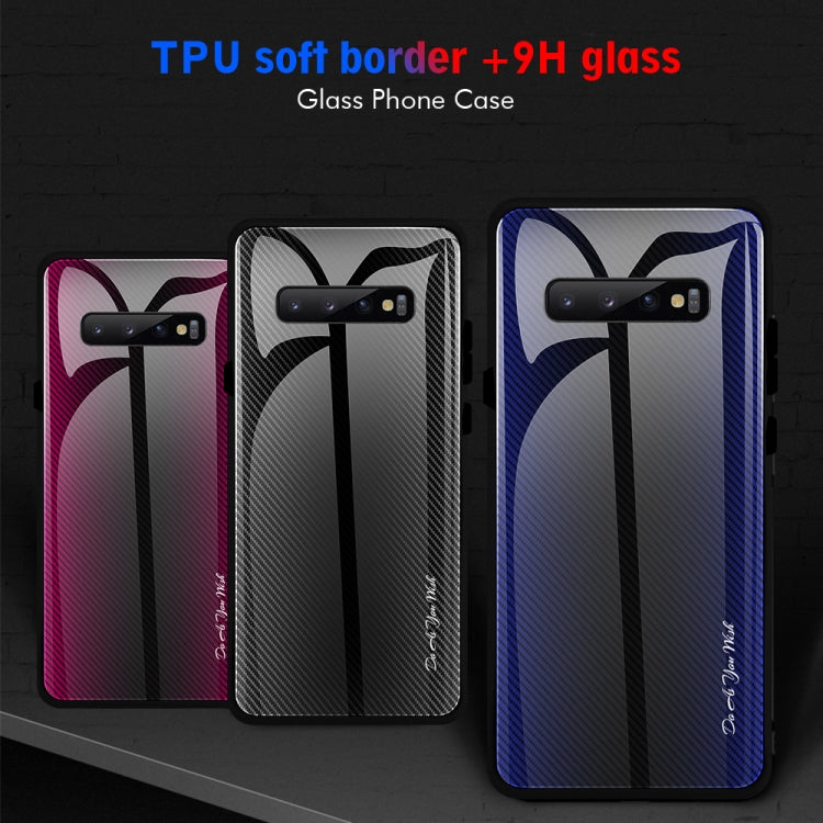 For Galaxy S10 Texture Gradient Glass Protective Case