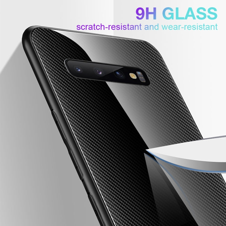 For Galaxy S10 Texture Gradient Glass Protective Case