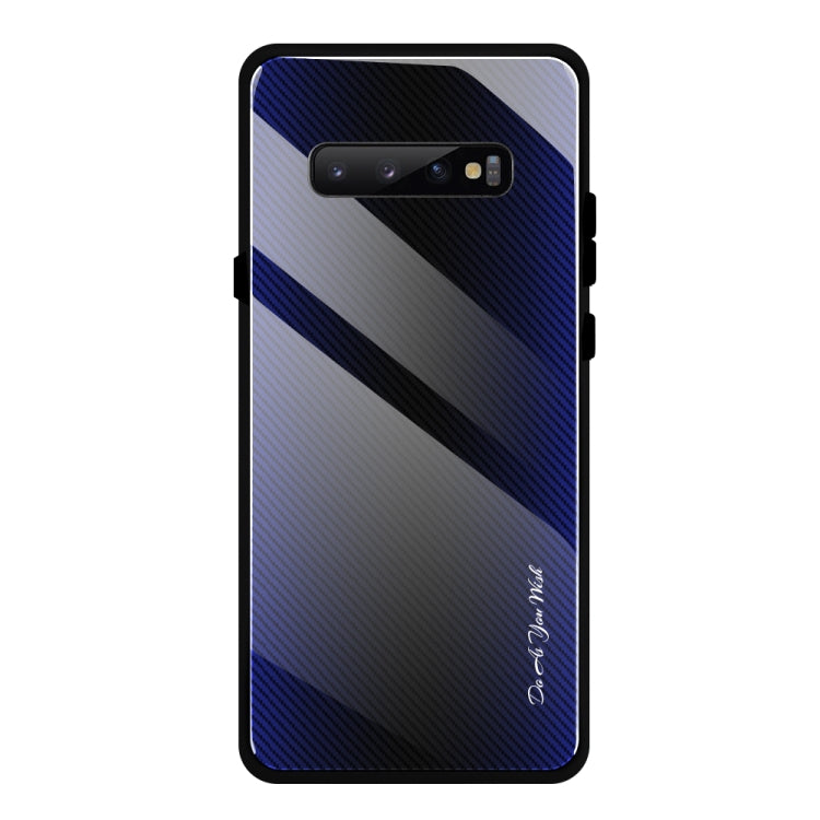 For Galaxy S10 Texture Gradient Glass Protective Case