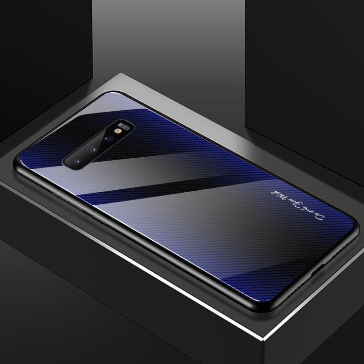 For Galaxy S10 Texture Gradient Glass Protective Case