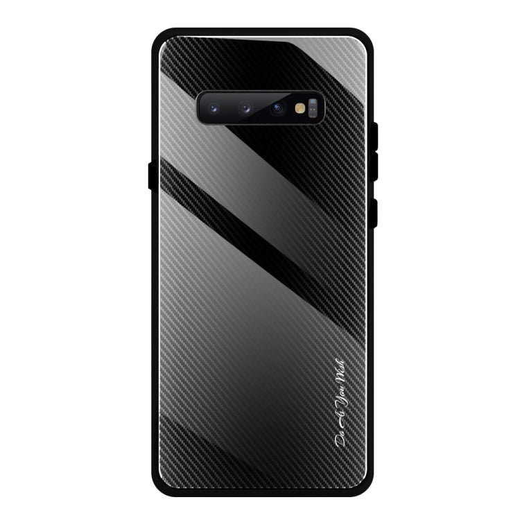 For Galaxy S10 Texture Gradient Glass Protective Case