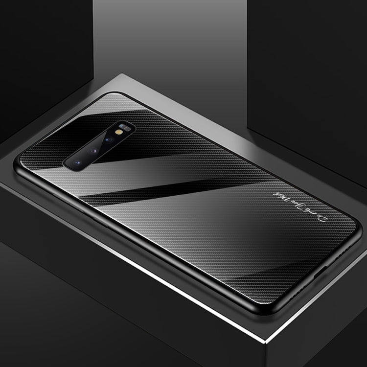 For Galaxy S10 Texture Gradient Glass Protective Case