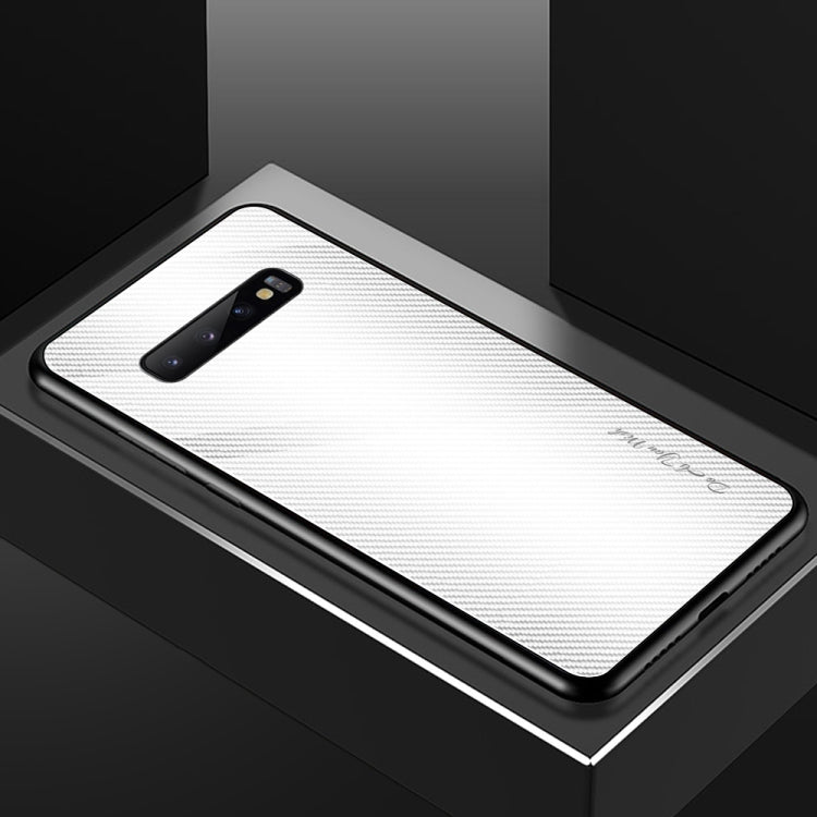 For Galaxy S10 Texture Gradient Glass Protective Case