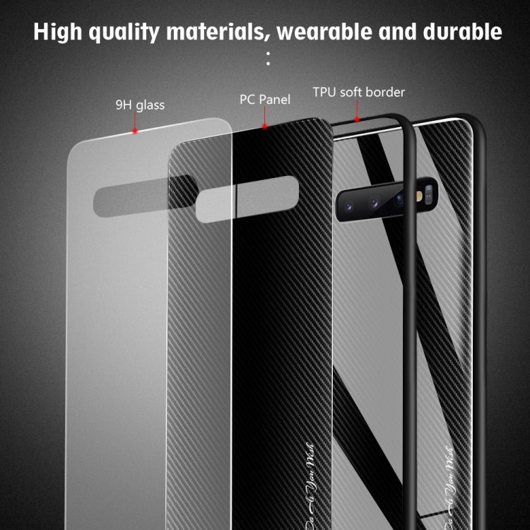 For Galaxy S10 Texture Gradient Glass Protective Case