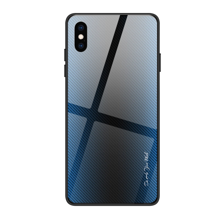 For iPhone XS Max Texture Gradient Glass Protective Case