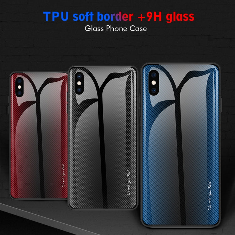 For iPhone XS Max Texture Gradient Glass Protective Case