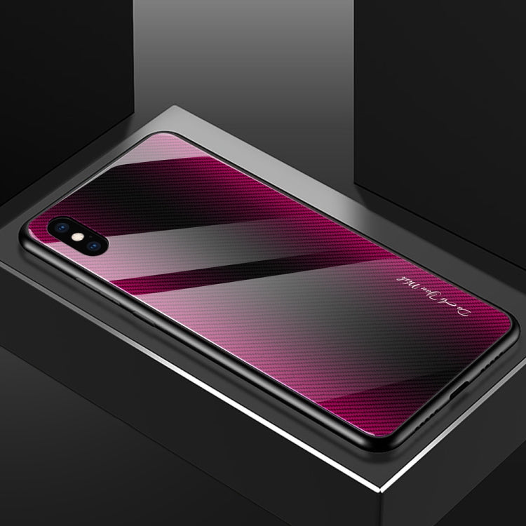 For iPhone XS Max Texture Gradient Glass Protective Case
