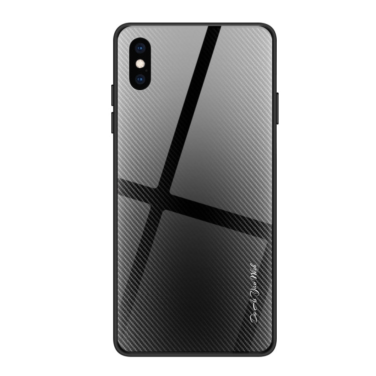 For iPhone XS Max Texture Gradient Glass Protective Case