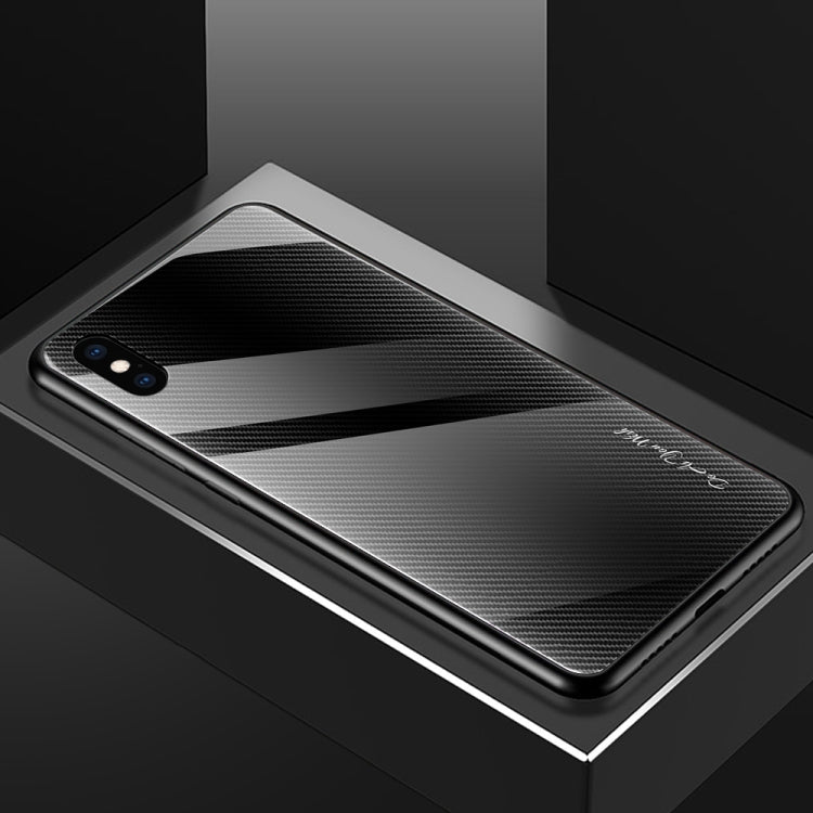 For iPhone XS Max Texture Gradient Glass Protective Case