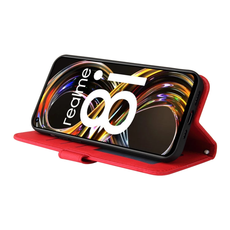 For OPPO Realme 8i Skin Feel Life Tree Metal Button Horizontal Flip Leather Phone Case