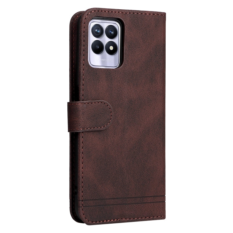 For OPPO Realme 8i Skin Feel Life Tree Metal Button Horizontal Flip Leather Phone Case
