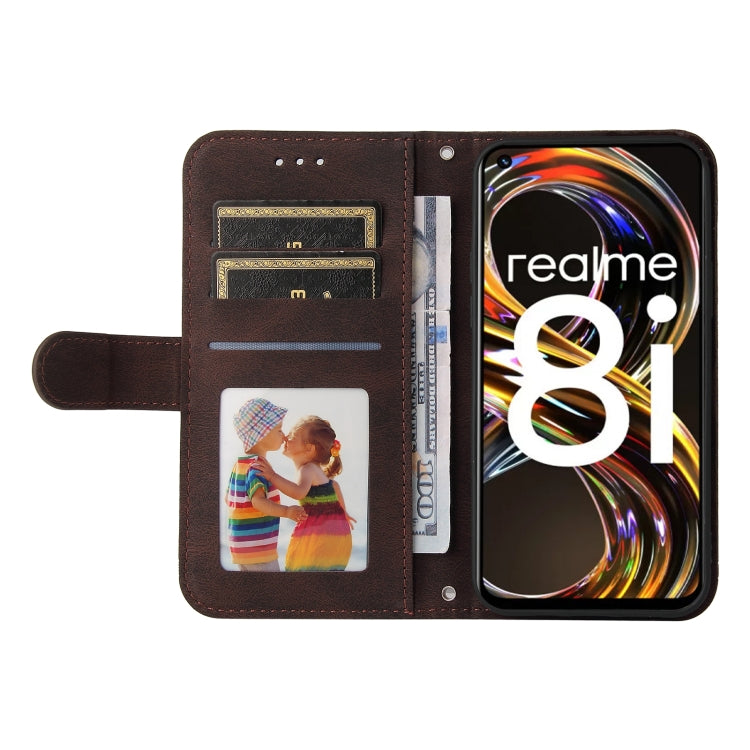 For OPPO Realme 8i Skin Feel Life Tree Metal Button Horizontal Flip Leather Phone Case