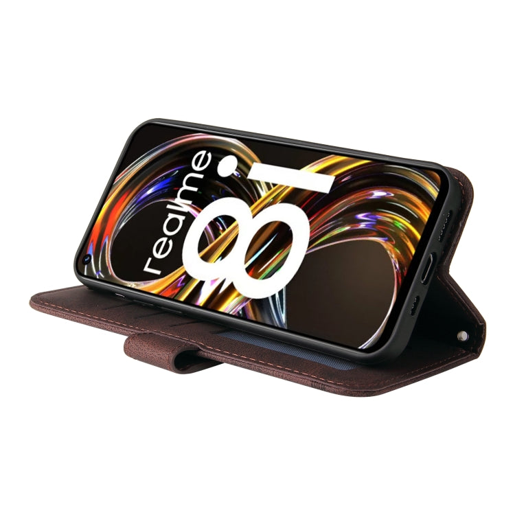 For OPPO Realme 8i Skin Feel Life Tree Metal Button Horizontal Flip Leather Phone Case