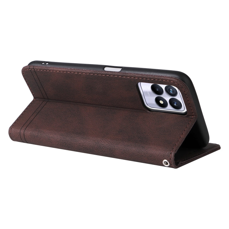 For OPPO Realme 8i Skin Feel Life Tree Metal Button Horizontal Flip Leather Phone Case