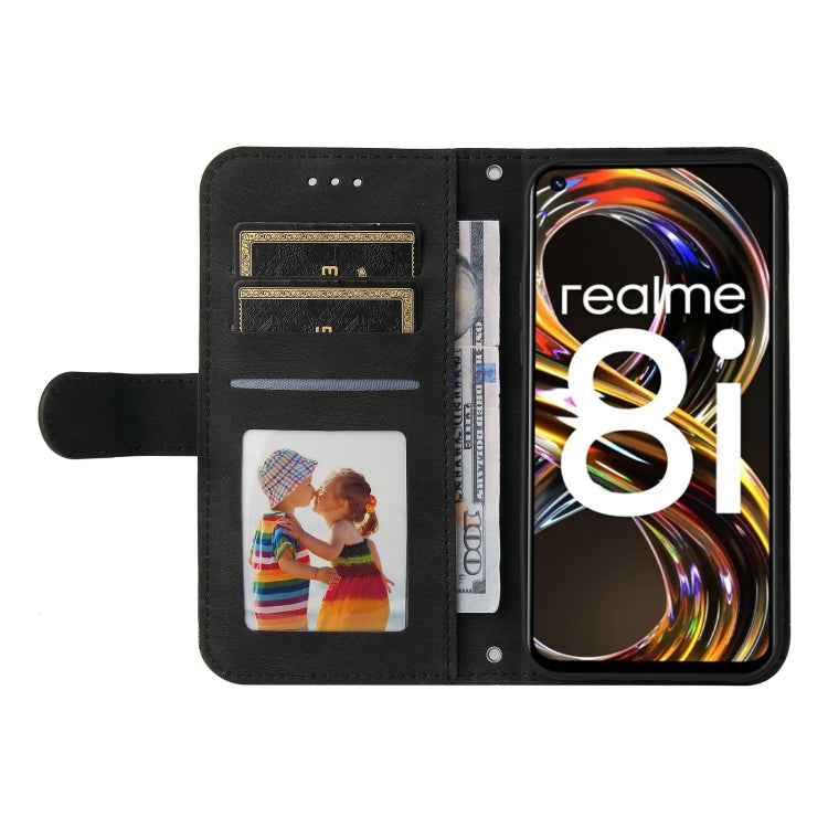 For OPPO Realme 8i Skin Feel Life Tree Metal Button Horizontal Flip Leather Phone Case