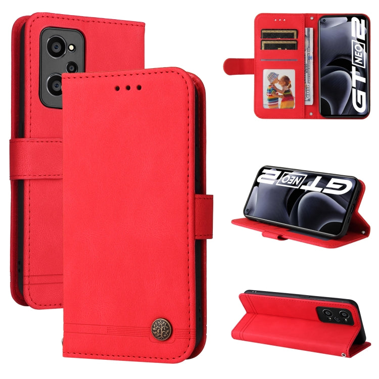 For OPPO Realme GT NEO2 Skin Feel Life Tree Metal Button Horizontal Flip Leather Phone Case