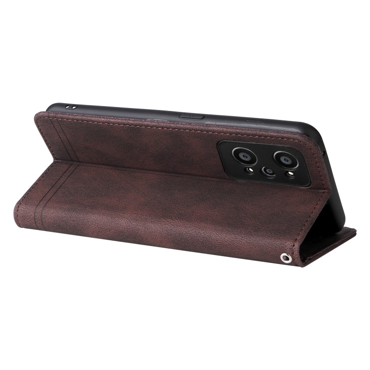 For OPPO Realme GT NEO2 Skin Feel Life Tree Metal Button Horizontal Flip Leather Phone Case