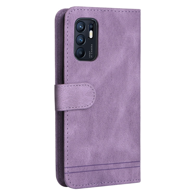For OPPO Reno6 4G Skin Feel Life Tree Metal Button Horizontal Flip Leather Phone Case