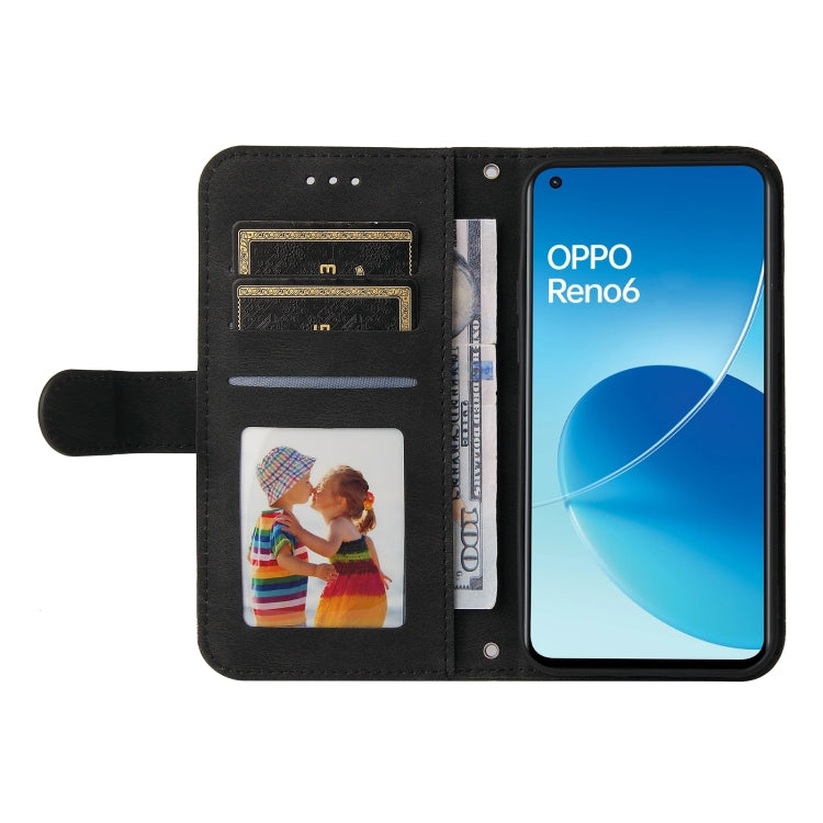 For OPPO Reno6 4G Skin Feel Life Tree Metal Button Horizontal Flip Leather Phone Case